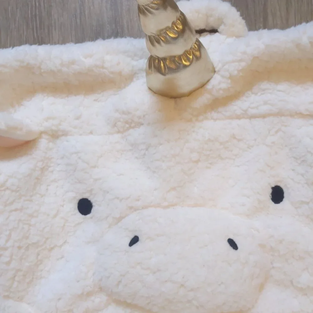 Pottery Barn Kids Plush Unicorn Hooded Throw in Cream and Gold